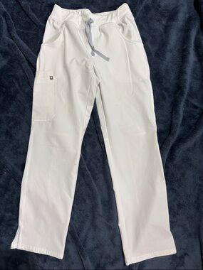 Figs High Waisted Women's Optic White Cargo Drawstring Scrub Pants